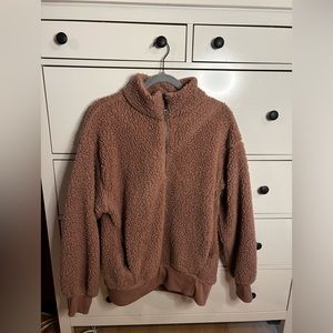 Pink fuzzy American Eagle Half zip